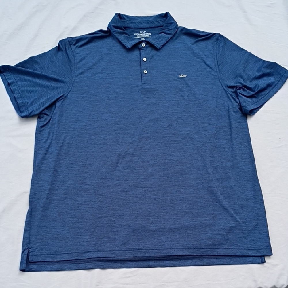 EUC Vineyard Vines Men's Heathered Navy Polo Sixe 2XL Summer Golf